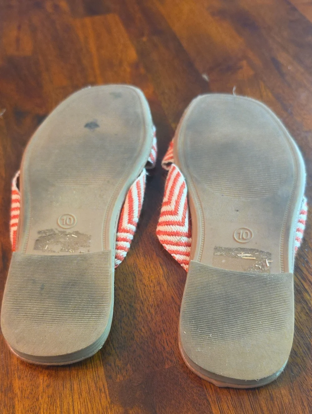 Universal Thread Orange And Cream Striped Sandal Flat Size 10
